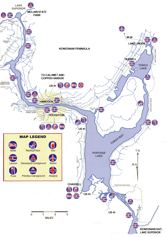 keweenaw waterway and peninsula map